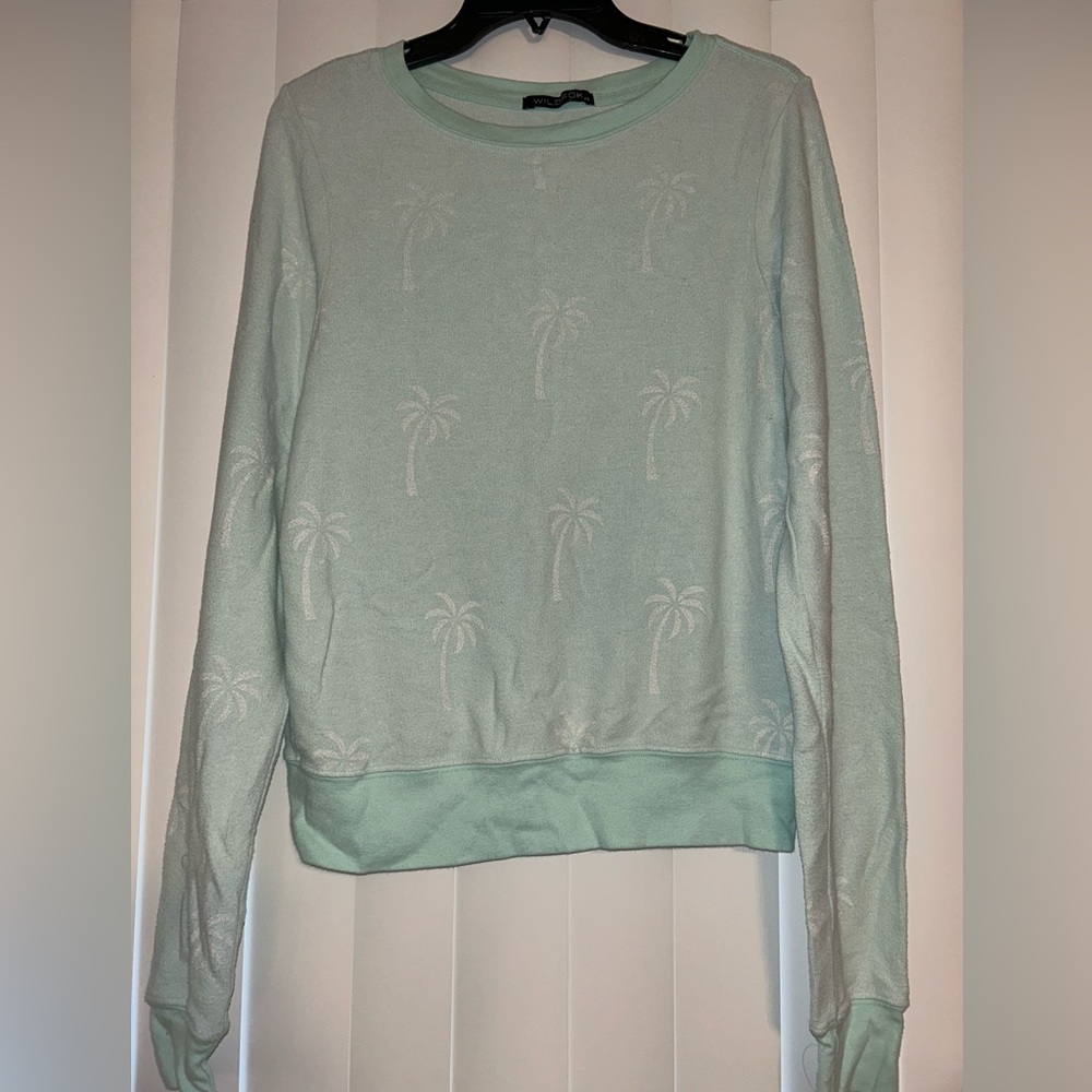 WILDFOX Light Green/Mint Palm Tree Sweater